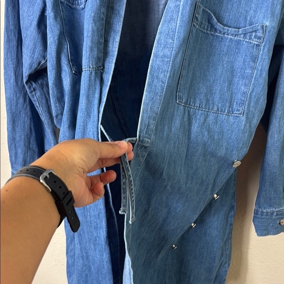 Zara The Erin Denim Wrap Asymmetric Mini Dress size M - Picture 7 of 13